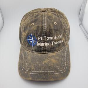 Pt. Townsend Marine Trades Hat Cap Strap Back Brown Distressed Embroidered Mens